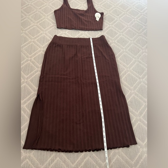 Aerie Offline Groove midi skirt & tank brown rib knit matching set Large NWT - Picture 11 of 16
